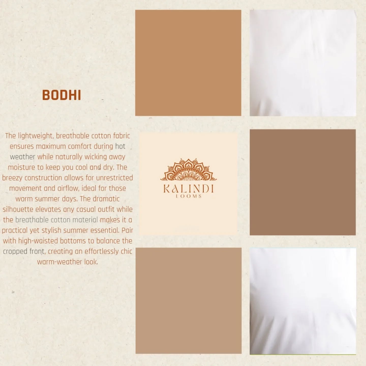 || Bodhi ||
Cropped in front, flowing in back, and keeping me cool through these hot days. Simple yet statement-making. Who else is living in breathable cotton this season?
#SummerStyle #AsymmetricalDesign #CottonComfort #MinimalistFashion #SummerEssentials #knowyourfabric