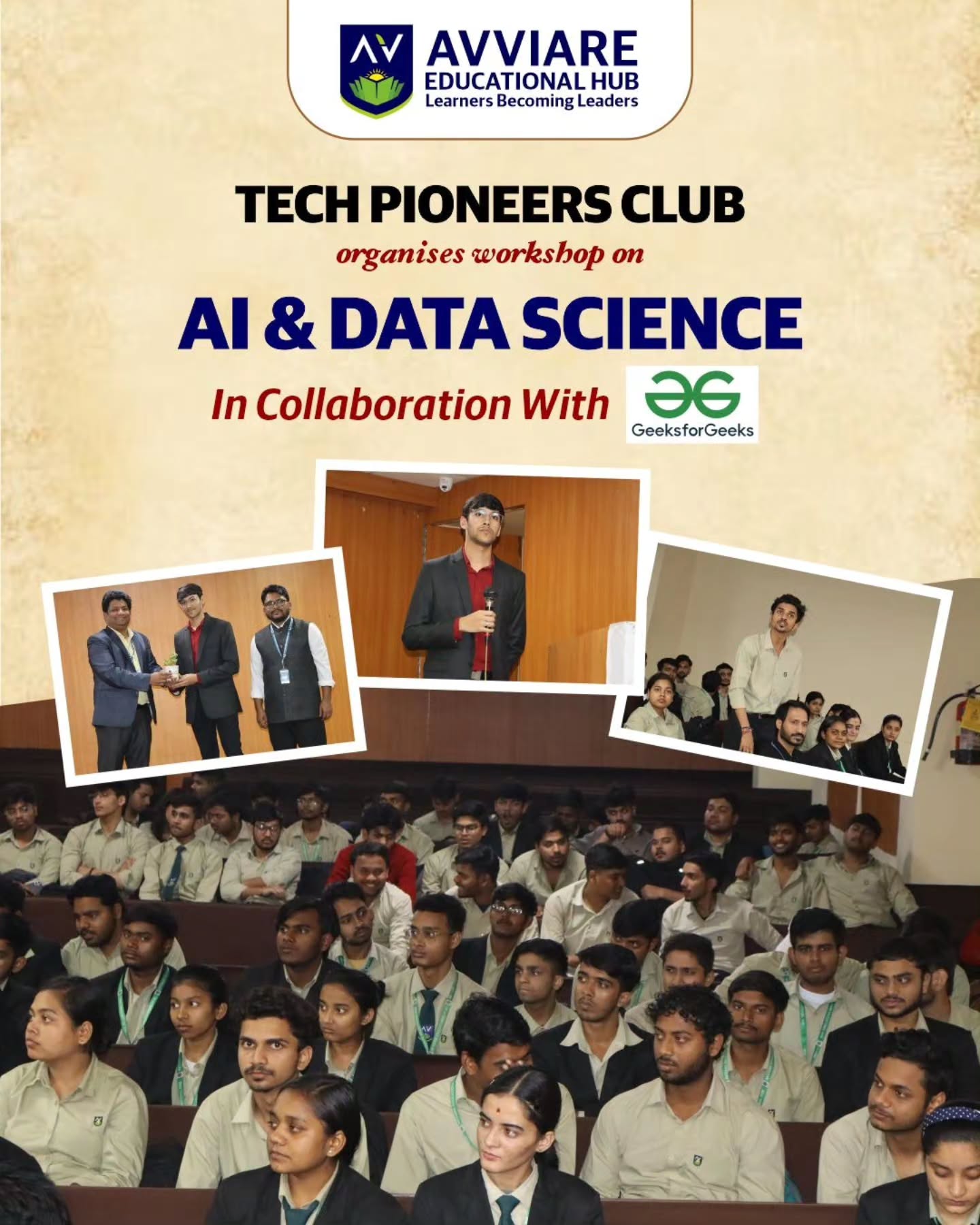 Avviare Educational Hub successfully organized a Workshop on AI and Data science for IT students.The workshop was conducted by Mr. Jayan Gupta an experienced Data Scientist and Artificial intelligence Engineer, currently serving as member of Technical staff in Data Science at GeeksforGeeks.The session included Machine learning and Large Language Model, discussion about the advantages and disadvantages of AI. Mr. Jayan Gupta discussed with the students, how they can prepare themselves for jobs by using AI.The program was highly successful and contributed significantly to the overall technical development of the students.#ArtificialIntelligence
#MachineLearning
#GenerativeAI #ITStudents
#TechCareers