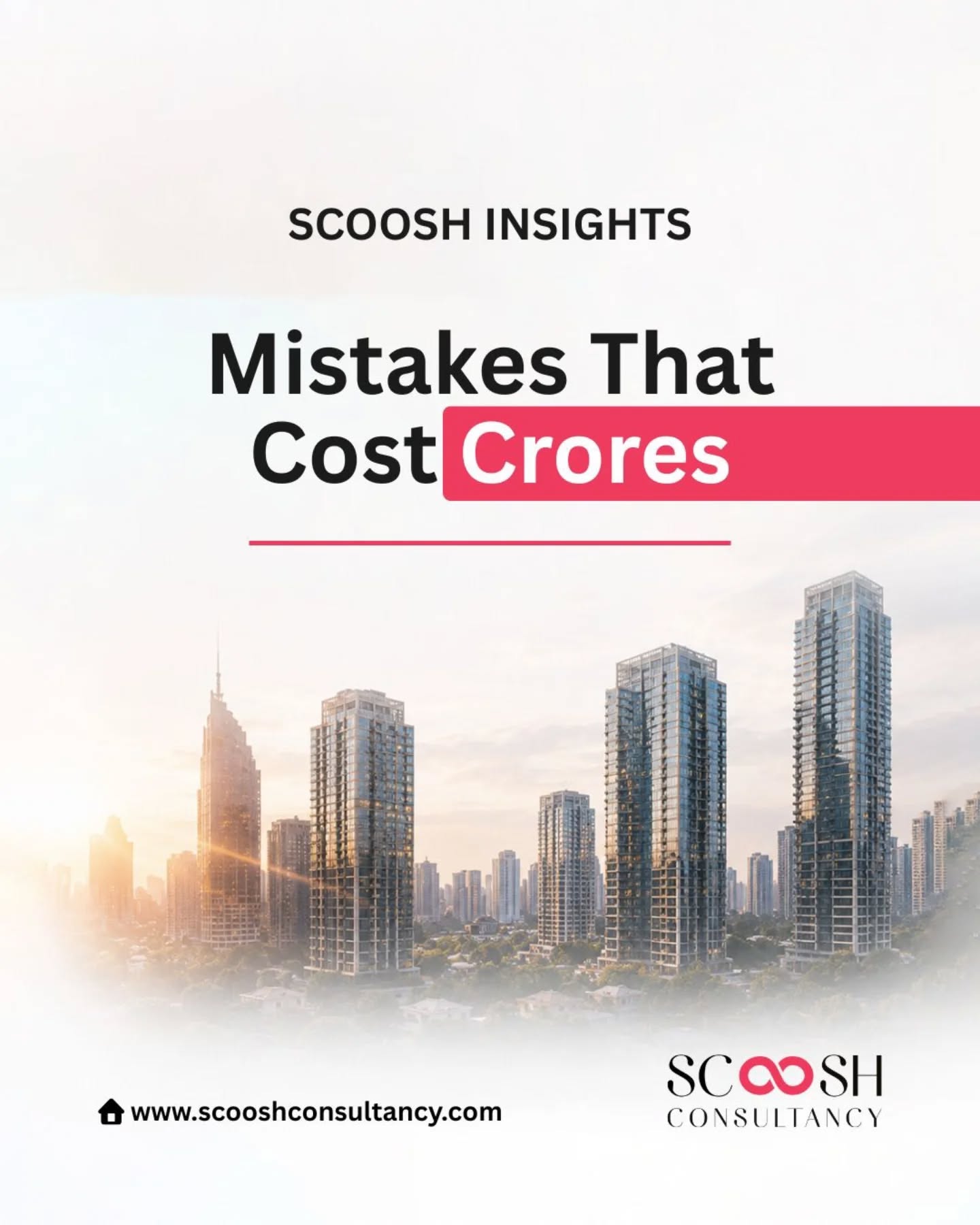 Every investment mistake has a cost.
Some cost money. Others cost years.
Scoosh Insights 🚨
• Buying based on emotion
Looks good ≠ performs well
• Ignoring location growth
The future matters more than the present
• No exit strategy
If you can’t sell smart, you can’t invest smart
• Overpaying for brand names
Brand hype ≠ real value
• Skipping legal due diligence
The biggest hidden risk in real estate
Smart investors don’t chase noise.
They avoid mistakes quietly and build wealth strategically.
With Scoosh Consultancy, invest with clarity, not emotion.
#ScooshConsultancy #ScooshInsights #RealEstateIndia #PropertyInvestment #SmartInvesting CommercialRealEstate RealEstateInvestor InvestmentTips PropertyConsultant WealthCreation DelhiRealEstate RealEstateAdvice InvestmentStrategy LuxuryRealEstate PropertyMarket FutureGrowth RealEstateConsultancy InvestorMindset BusinessGrowth PropertyExperts